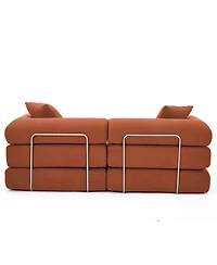 Streamdale Furniture Modular Sofa Bed for Apartments, Convertible, Removable Armrests, Orange