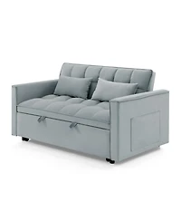 Streamdale 54.33" Foldable Sofa Bed - Modern Velvet Pull-Out Couch (Light Gray)