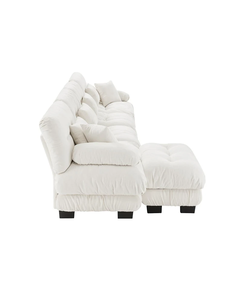 Streamdale Furniture Streamdale Free Combination Modular Sectional Sofa, 4-Seater Comfy Cloud Couch, Chenille White