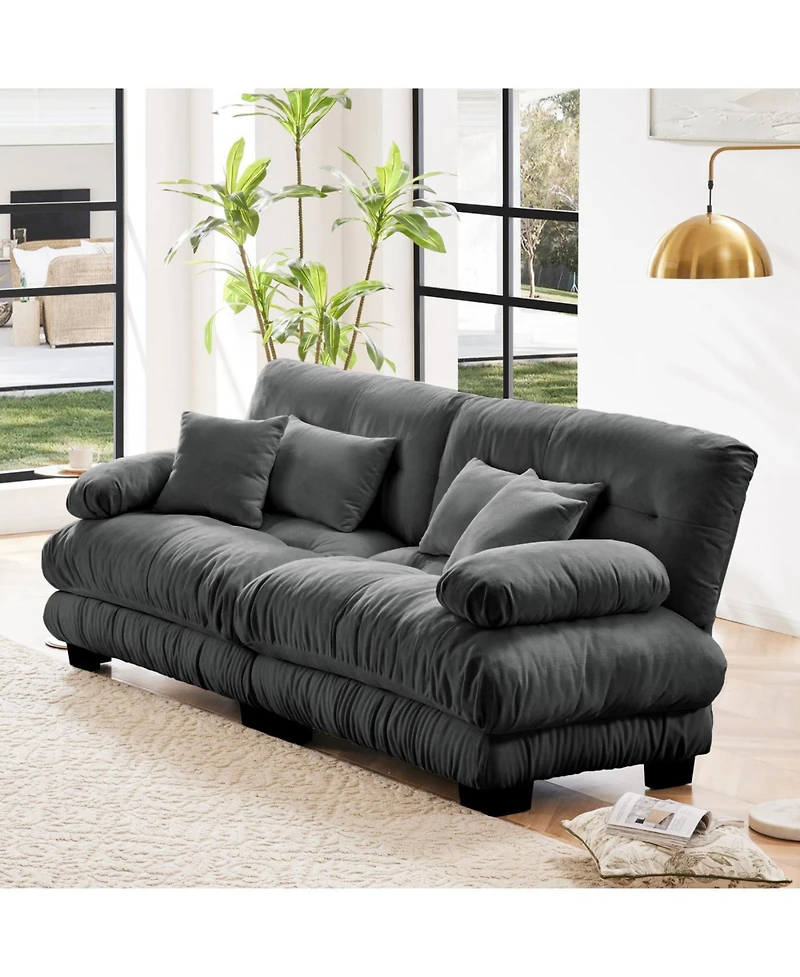 Streamdale Furniture Streamdale Cloud Couch 2 Seater Chenille Sofa with Pillows, Gray