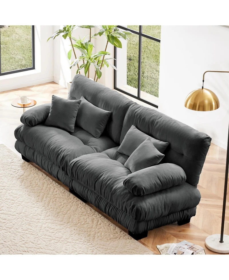 Streamdale Furniture Streamdale Cloud Couch 2 Seater Chenille Sofa with Pillows, Gray