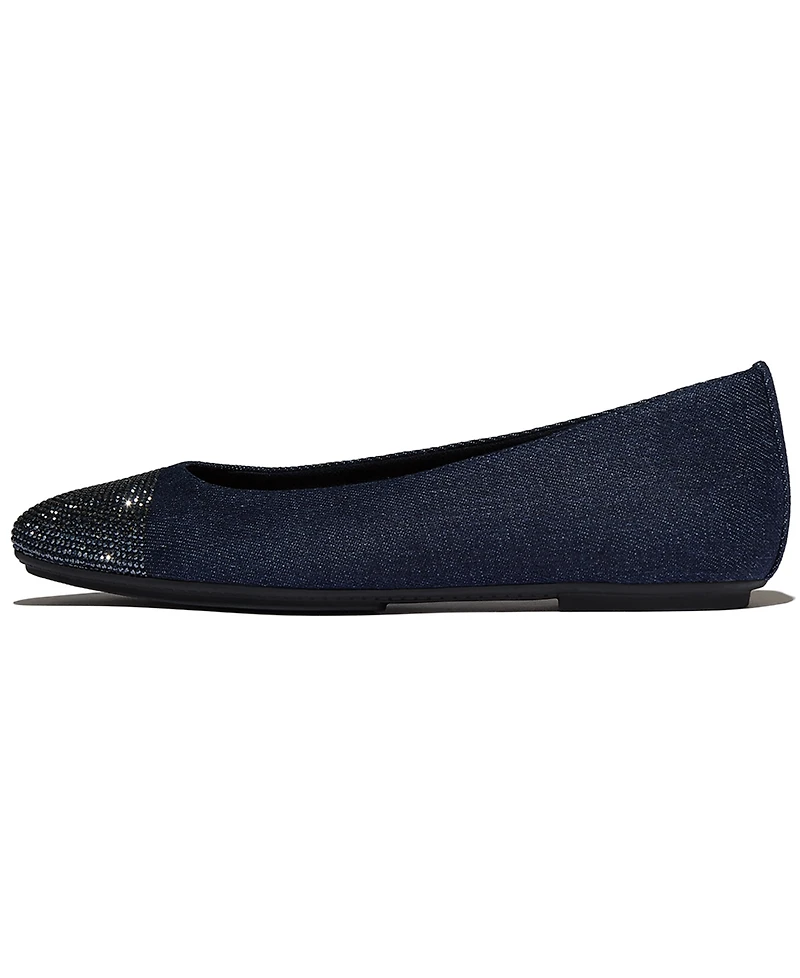 FitFlop Women's Delicato Crystal Cap-Toe Denim Ballet Flats