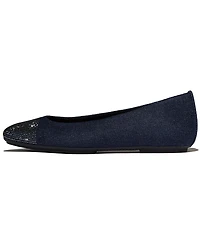 FitFlop Women's Delicato Crystal Cap-Toe Denim Ballet Flats