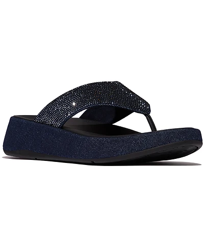 FitFlop Women's F-Mode Toe-Post Denim and Hotfix Slip-On Sandals