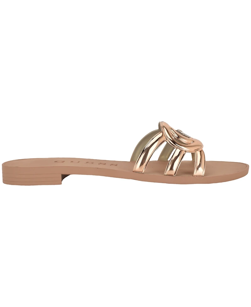 Guess Women's Elyho Logo Cutout Flat Jelly Sandals