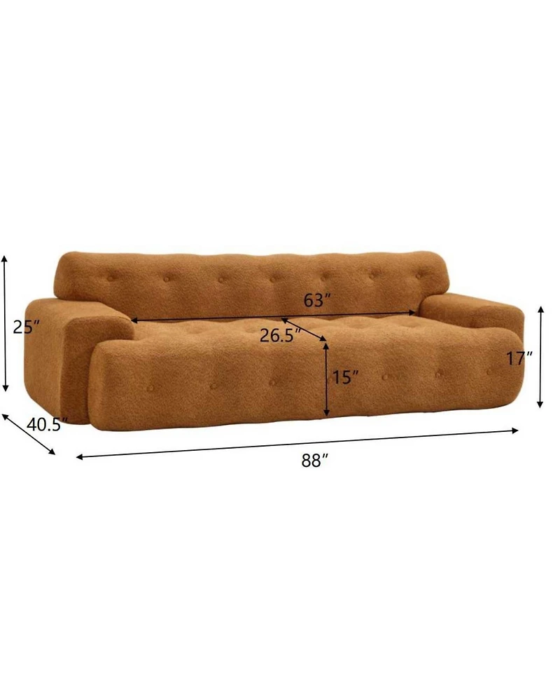 Streamdale Furniture 88" Cloud 3 Seater Boucle Sofa with Button Tufted Comfy Upholstered Couch, Nomad