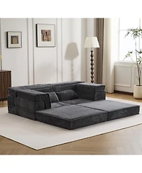 Streamdale Furniture Compression Sofa, Convertible Floor Sofa Bed, Modern Oversized Loveseat, Dark Grey