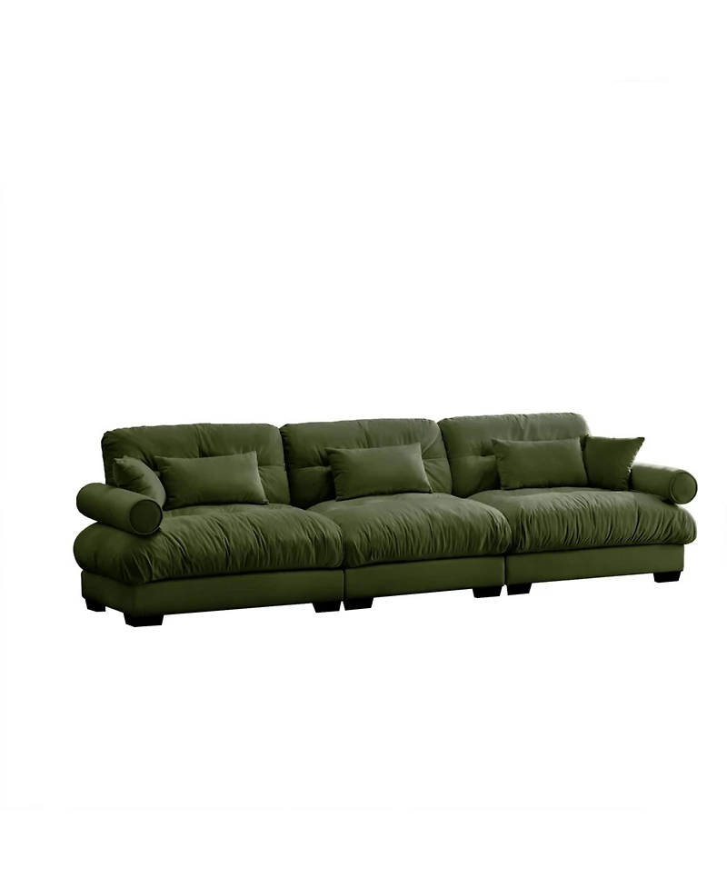 Streamdale Furniture Streamdale Extra Large 3 Seat Modern Velvet Sofa, Oversize, Comfortable, Olive Green