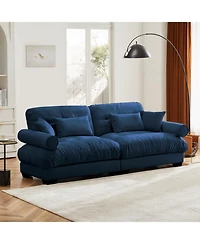 Streamdale Furniture Modern Blue Velvet Two-Seater Sofa with Pillows