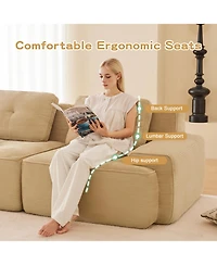 Streamdale Furniture Modern L-Shaped Corduroy Sectional Sofa with Movable Ottoman