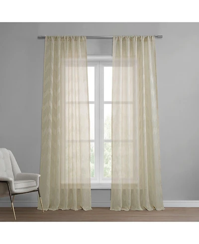 Half Price Drapes Sirius Striped Patterned Faux Linen Sheer Curtain
