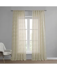 Half Price Drapes Sirius Striped Patterned Faux Linen Sheer Curtain
