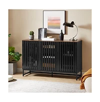 Casainc Storage Cabinet with Slatted Grille Striped 3 Drawer and 4 Shelves
