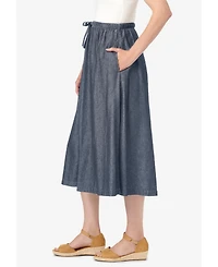 Woman Within Women's Drawstring Denim Skirt