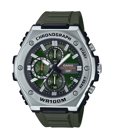 Casio Men's Chronograph Green Resin Strap Watch, 51mm