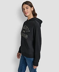 Dkny Jeans Women's Applique Chainstitch Logo Hoodie