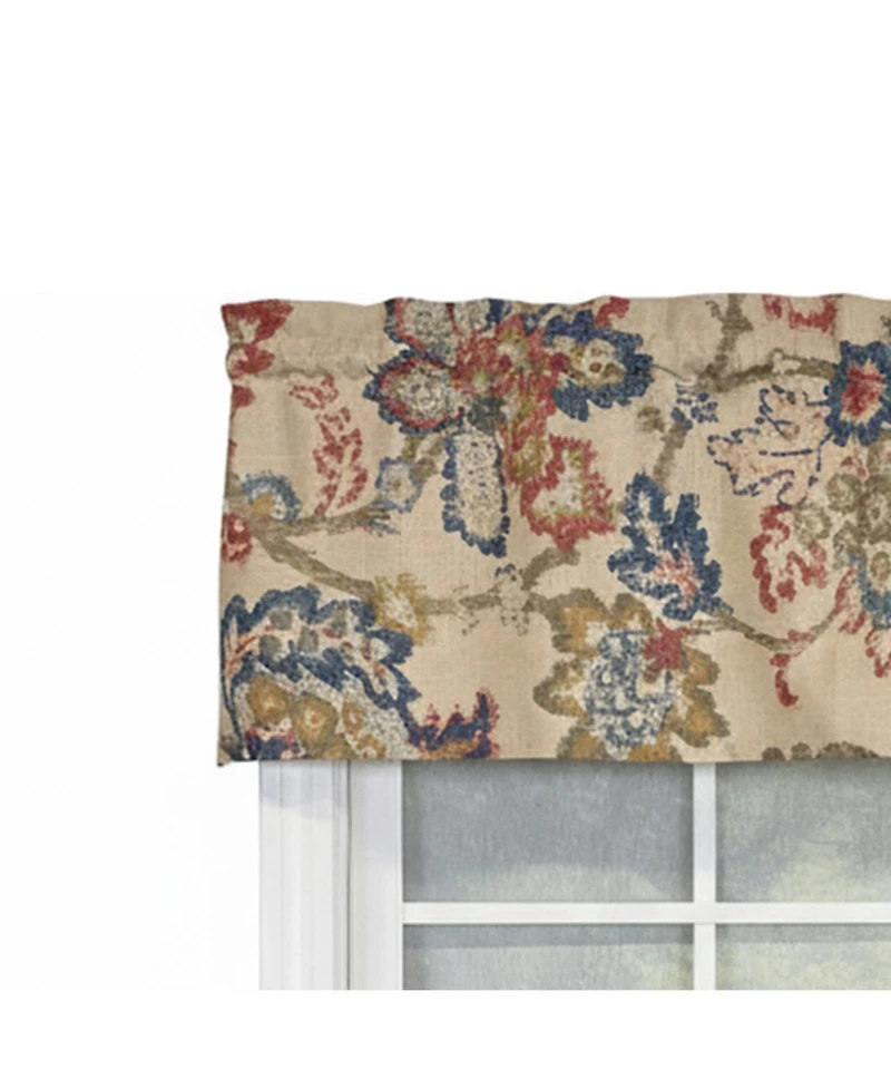 Rlf Home 100% Cotton High Quality Silvia Tailored Window Valance with 1.5" Rod Pocket 50" W X 12" L Multi