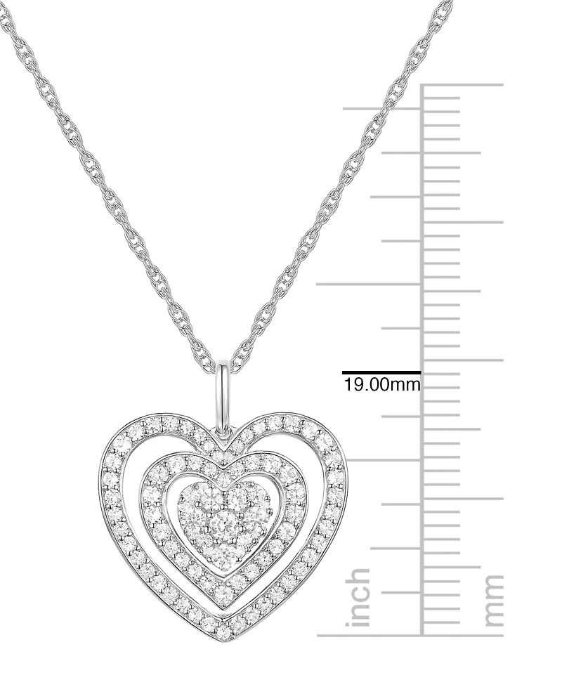 Macy's Diamond (1/2 ct. t.w.) Heart Pendant Necklace in 10k White Gold