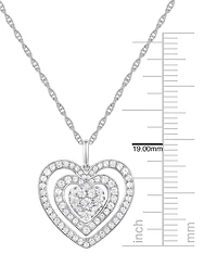 Macy's Diamond (1/2 ct. t.w.) Heart Pendant Necklace in 10k White Gold