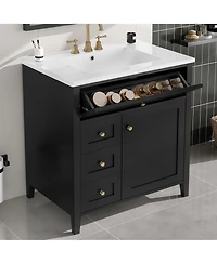 Casainc Bathroom Vanity with Sink 3 Drawers and Adjustable Shelf Freestanding Storage