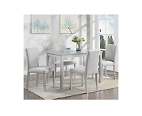 sumyeg 5-Piece Crystal Accent Wood Dining Set with Rectangular Kitchen Table and 4 Upholstered Chairs