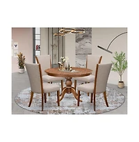 Luxe by East West Furniture 5 Piece Dinette Set Consists Of 48" Round Dining Table In Light Tan Color
