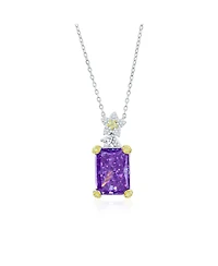 Suzy Levian New York Gala Collection Sterling Silver Firework Cut Cubic Zirconia Flower Drop Pendant Necklace