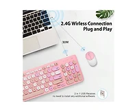 risokeys Wireless Keyboard and Mouse Combo, Typewriter Keyboard with Round Keycaps, 2.4GHz Wireless Keyboard Mouse