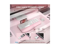 Risokeys Wireless Keyboard and Mouse Combo - Full-Sized Keyboard with Cushioned Palm Rest, Phone Holder, 2.4G Cordless Set for Computer, Laptop, Pc