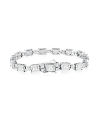 Suzy Levian Gala Collection Sterling Silver Emerald-Cut Cubic Zirconia Tennis Bracelet