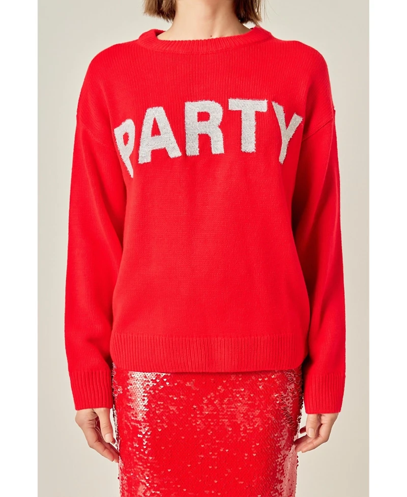 English Factory Women's Glitter Lettering Sweater