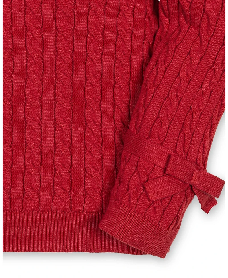 Hope & Henry Baby Girls' Organic Long Puff Sleeve Sweater with Bow Detail