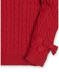 Hope & Henry Baby Girls' Organic Long Puff Sleeve Sweater with Bow Detail