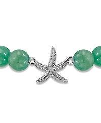 Macy's Aventurine Beads and Starfish Charm Silver Plated Stretch Bracelet