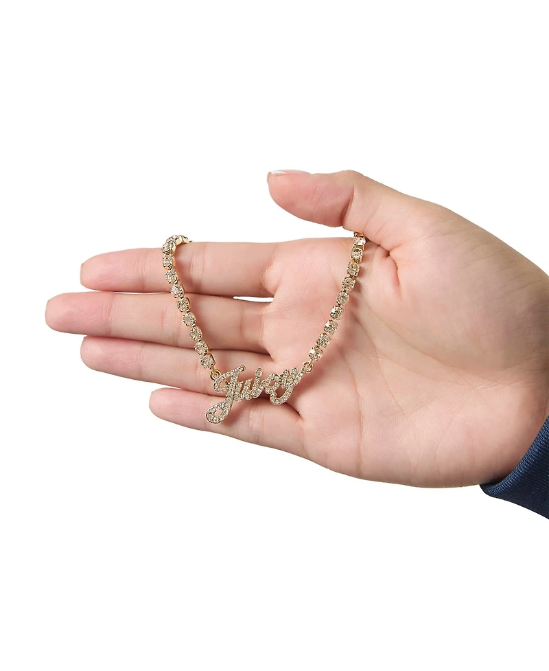 Juicy Couture Logo Script Chain Pave Necklace