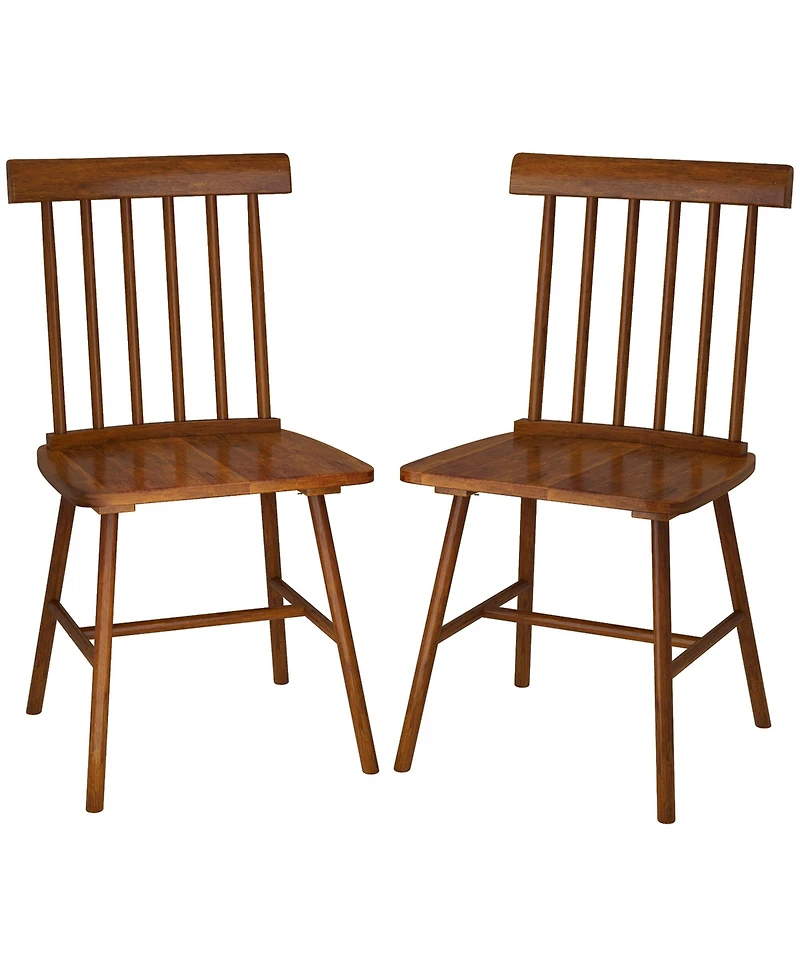 Homcom Dining Chairs Set of 2, Farmhouse Rubber Wood Kitchen Chairs