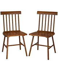 Homcom Dining Chairs Set of 2, Farmhouse Rubber Wood Kitchen Chairs