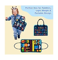 Cowin Busy Board 8 in 1 Busy Book Montessori Toys for Toddler Sensory Toys Developing Sensory Board Travel Toys Blue