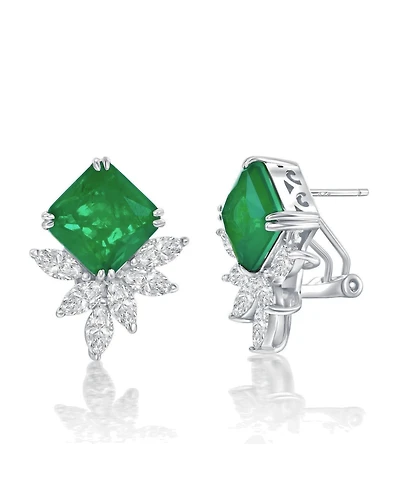 Suzy Levian New York Sterling Silver Multi-cut Cluster Cubic Zirconia Butterfly Earrings