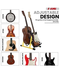 5 Core Double Guitar Stand Floor Adjustable A Frame Folding Acoustic Electric Guitars Holder Stands Gss 2N1 Ylw
