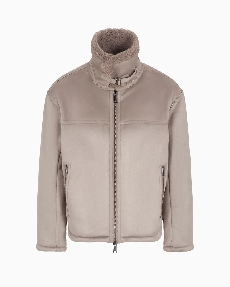A|X Armani Exchange Men's Faux-Leather Sherpa-Lined Jacket