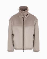A|X Armani Exchange Men's Faux-Leather Sherpa-Lined Jacket