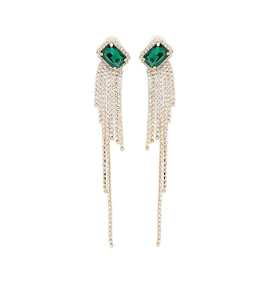 Sohi Women's Green Bling Drop Earrings
