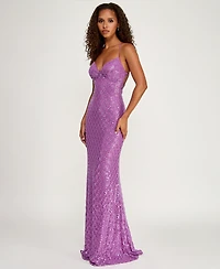 B Darlin Juniors' Criss Cross Patterned Sweetheart Gown