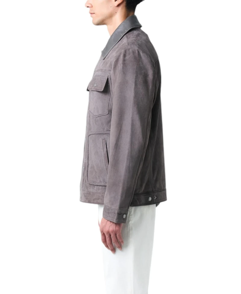 Velez Men's Leather Detail Suede Jacket