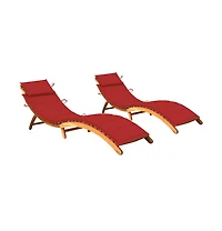vidaXL Patio Sun Lounger Red Solid acacia wood Standard Foldable