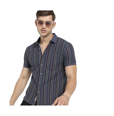 Campus Sutra Men's Multicolour Contrast Knitted Shirt