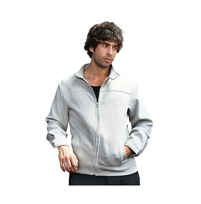 Campus Sutra Men's Cloud Grey Panel-Stitch Knit Jacket