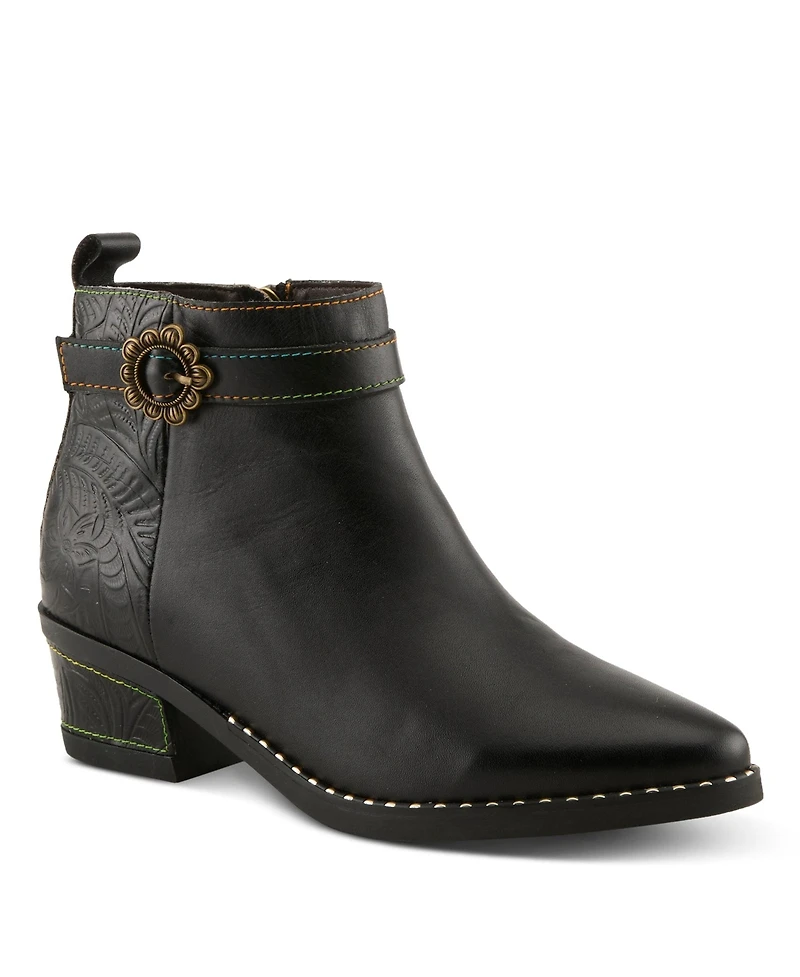 L`Artiste Women's Leather Ankle Boot, With Zipper Closure, Cushioned Insole, Faux Fur Lining