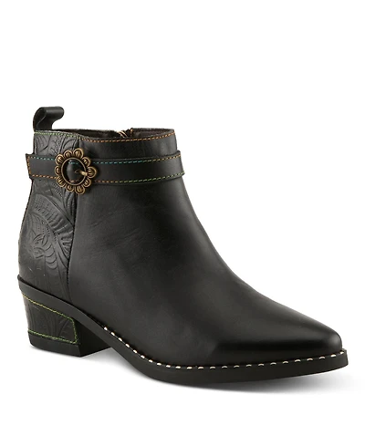 L`Artiste Women's Leather Ankle Boot, With Zipper Closure, Cushioned Insole, Faux Fur Lining